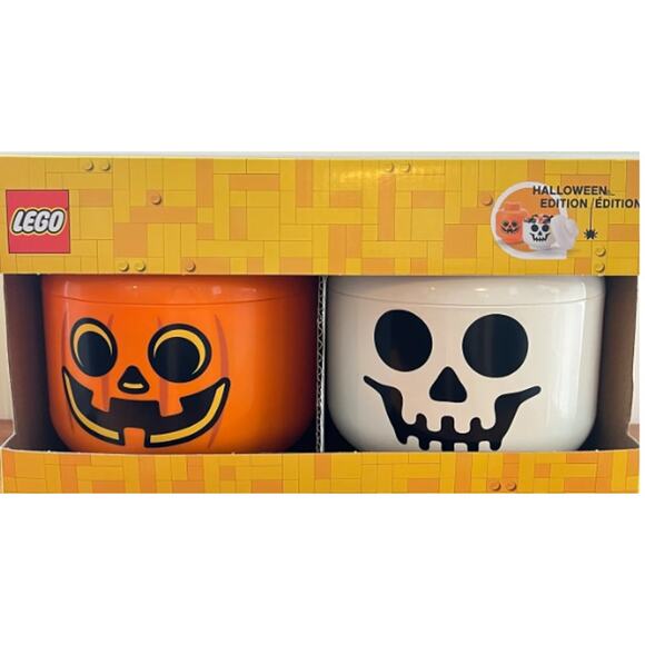 LEGO halloween storage head New | Mercari New  Room Copenhagen LARGE Halloween Pumpkin Skeleton Storage 2 Pack